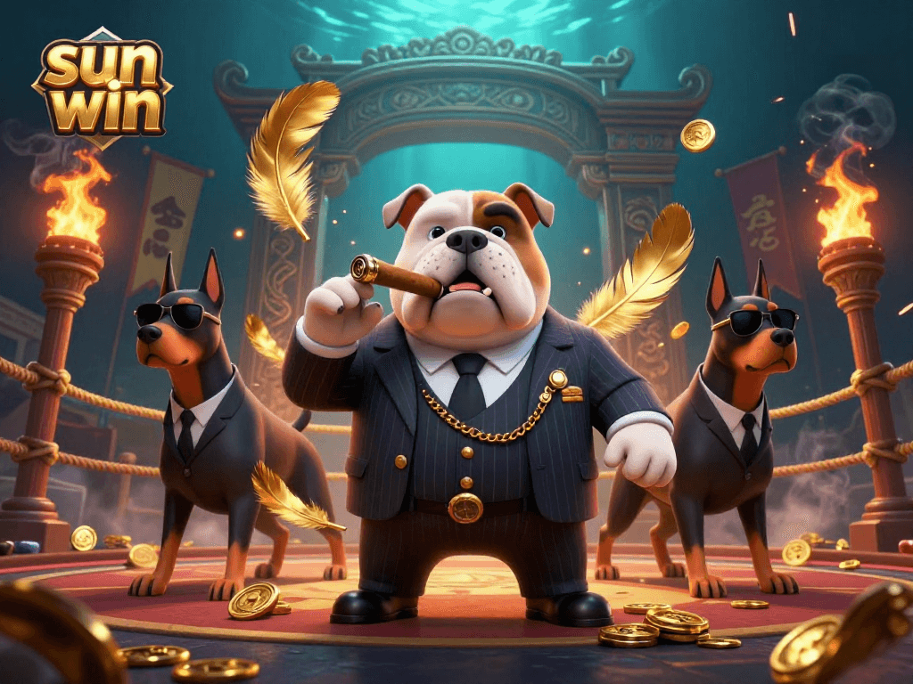 Experience excitement at sun win with mafia-themed casino elements in an engaging 3D illustration.