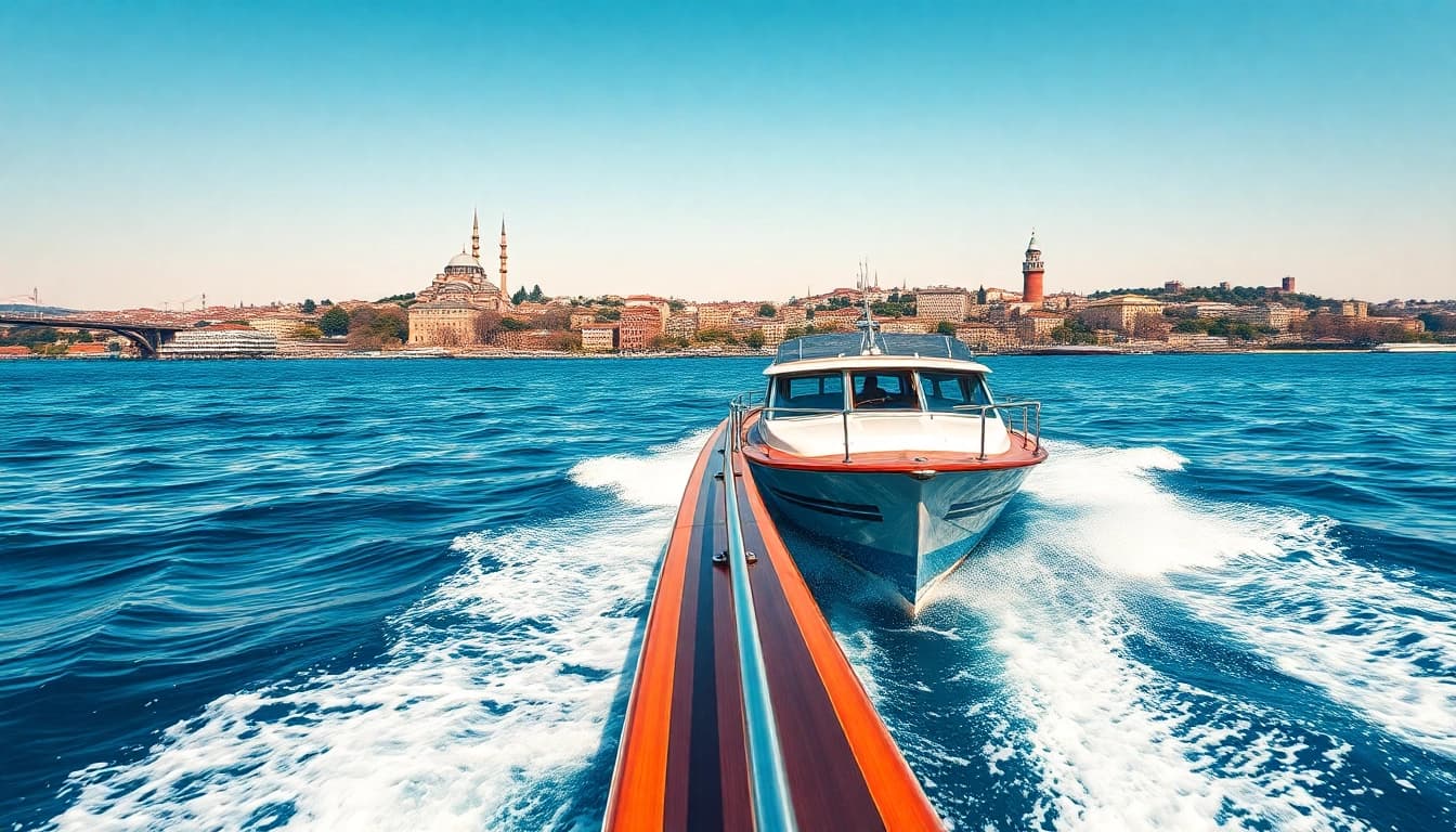 Bosphorus daytime cruise with stunning views of Istanbul's skyline and landmarks.