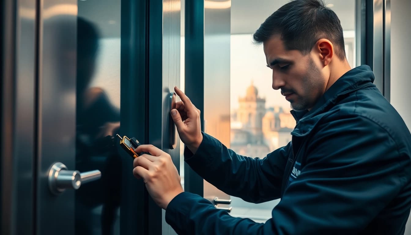 Schlüsseldienst-Techniker in Wiesbaden öffnet eine Tür und demonstriert lokale Expertise sowie zuverlässigen Service.