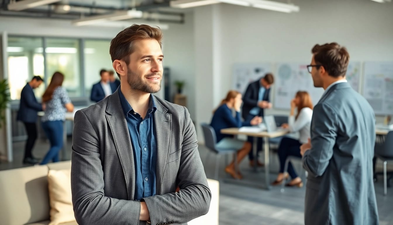 Headhunter Ingenieure führen Gespräche mit talentierten Kandidaten in einem modernen Büro.