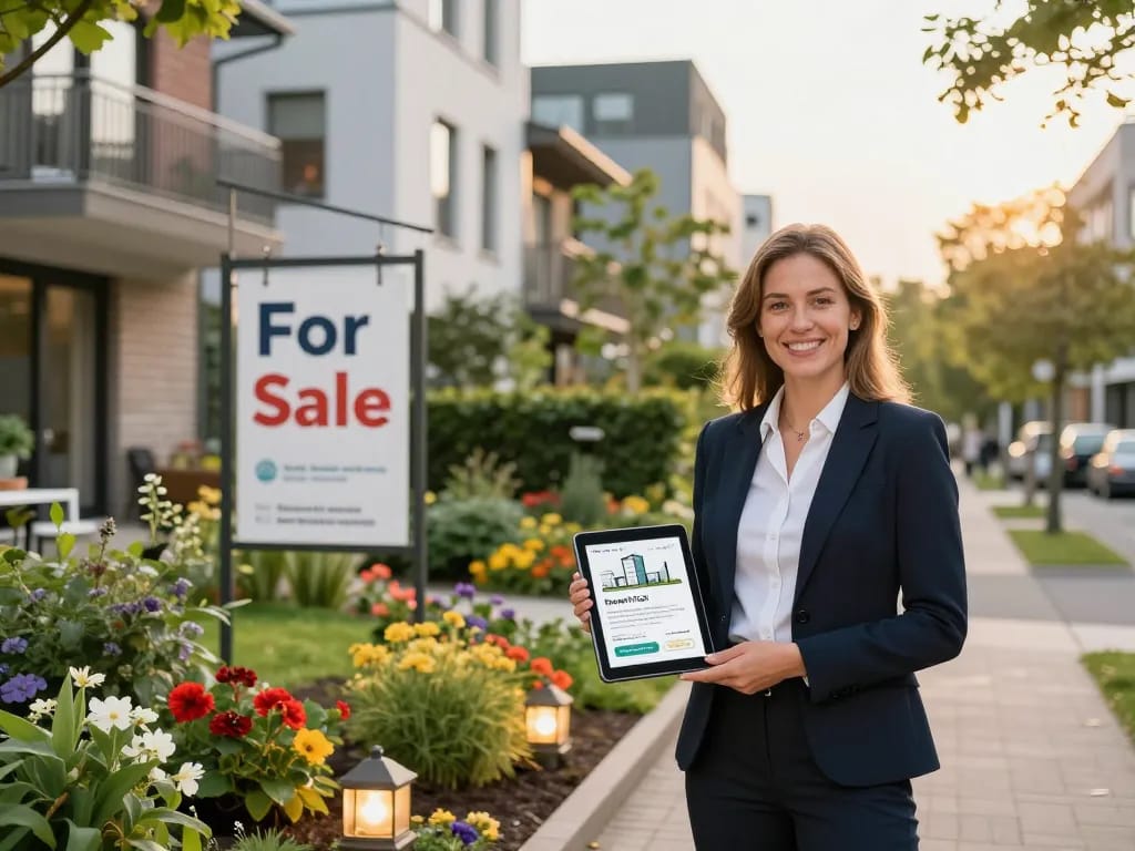 Immobilienmakler Frankfurt Ginnheim zeigt die Eigenschaften der Immobilie vor urbaner Gemeinschaftskulisse.