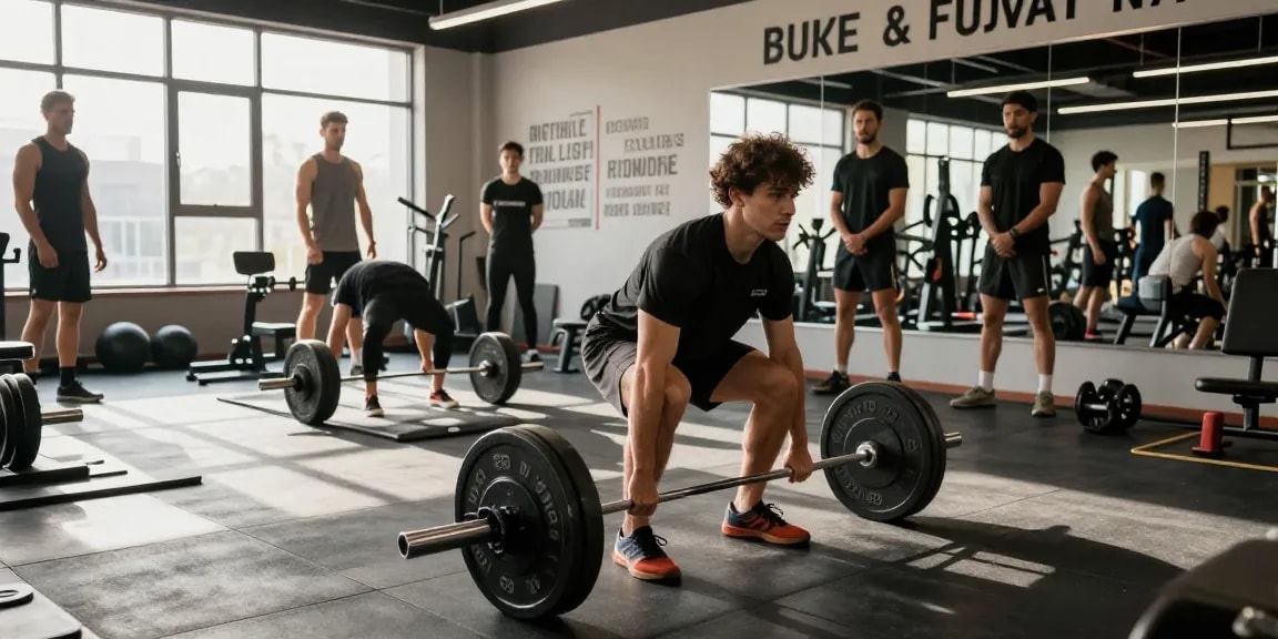Medi Pharma Steroid Shop: Athlet realisiert perfektes Deadlift im modernem Fitnessstudio mit guter Atmosphäre.