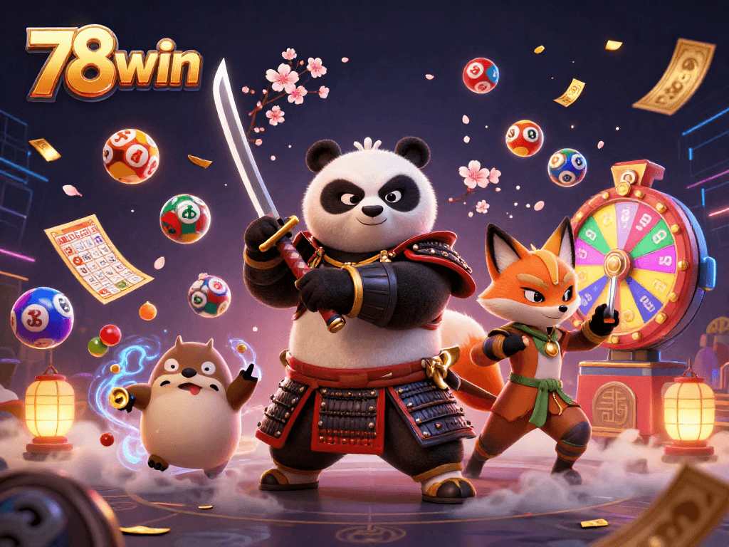 Engage in thrilling gaming with 78win featuring vibrant characters and dynamic lottery elements.
