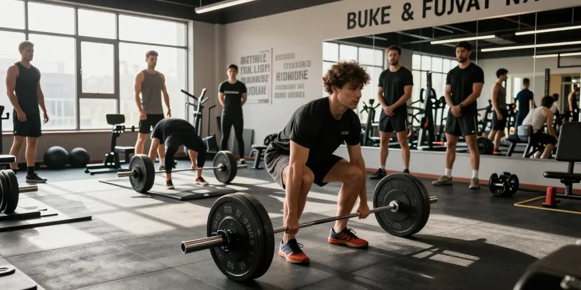 Medi Pharma Steroid Shop: Athlet realisiert perfektes Deadlift im modernem Fitnessstudio mit guter Atmosphäre.