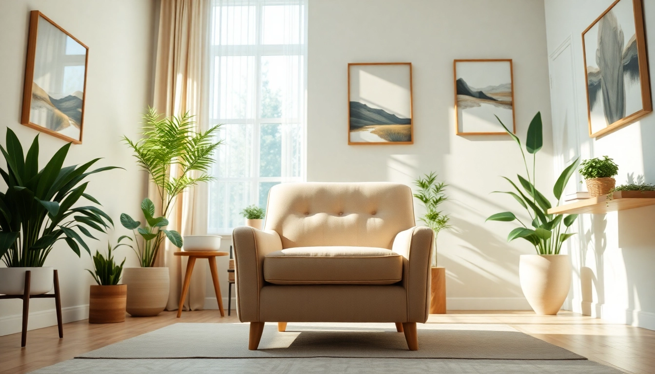 Mental health awareness depicted with a serene therapy setting, emphasizing comfort.