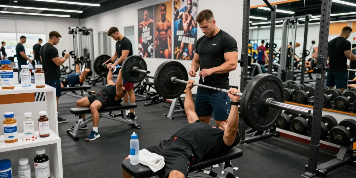 Professionelles Training im Anabolika Shop mit Bodybuildern, die Steroide sicher verwenden.