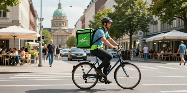 Kurierdienst in Stuttgart: Professioneller Kurier liefert Pakete in der Stadt.