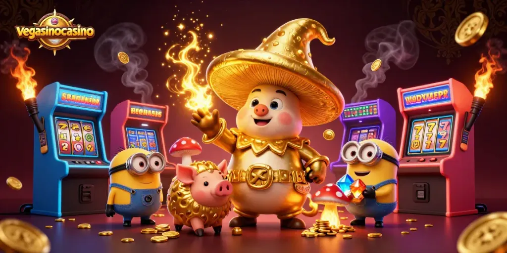 Engage with vibrant gameplay at vegasinocasino, featuring a golden wizard and treasure-hunting elements.