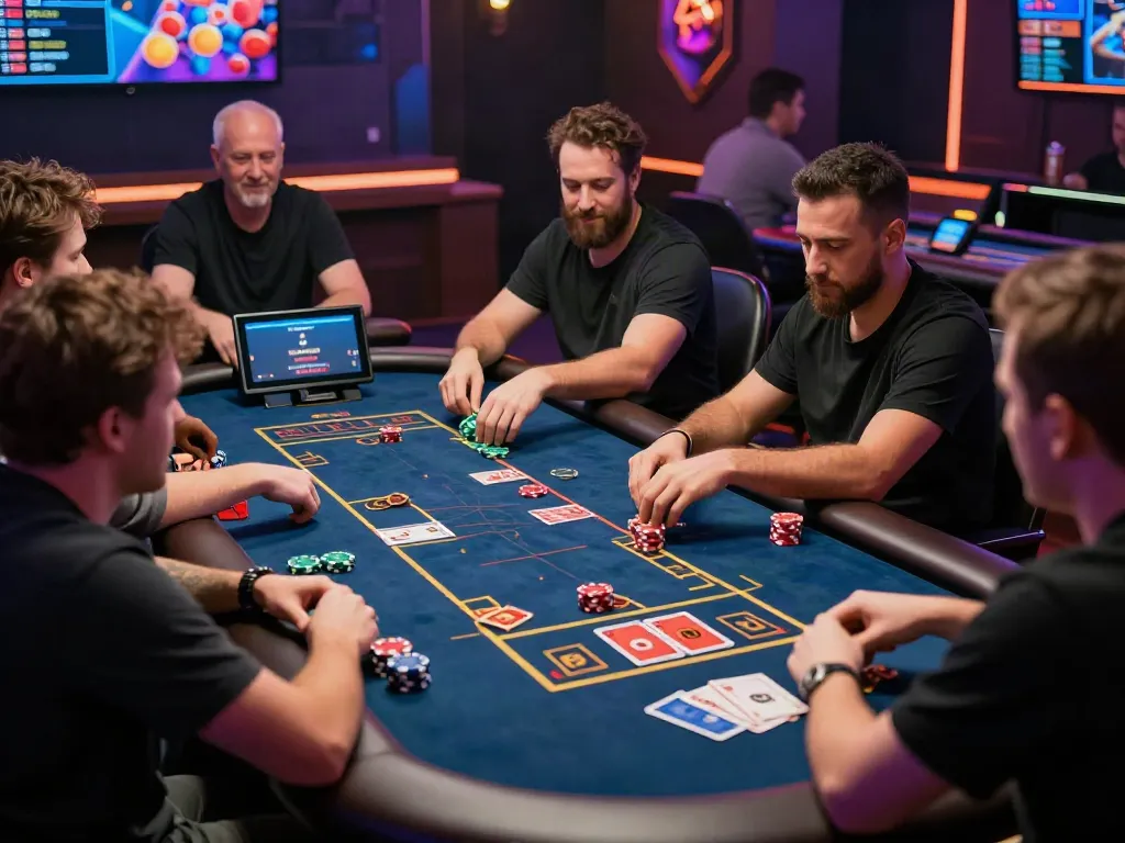 Exciting online gaming experience at https://iwinnk.jp.net/ with diverse players at a live casino table.