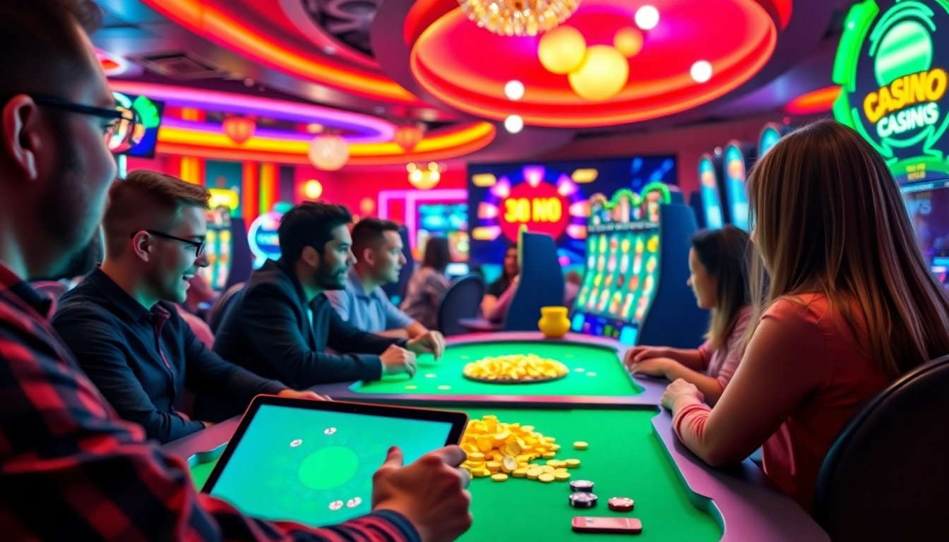 A magyar online casino digitális élményét bemutató izgalmas játékosok a képernyőn.