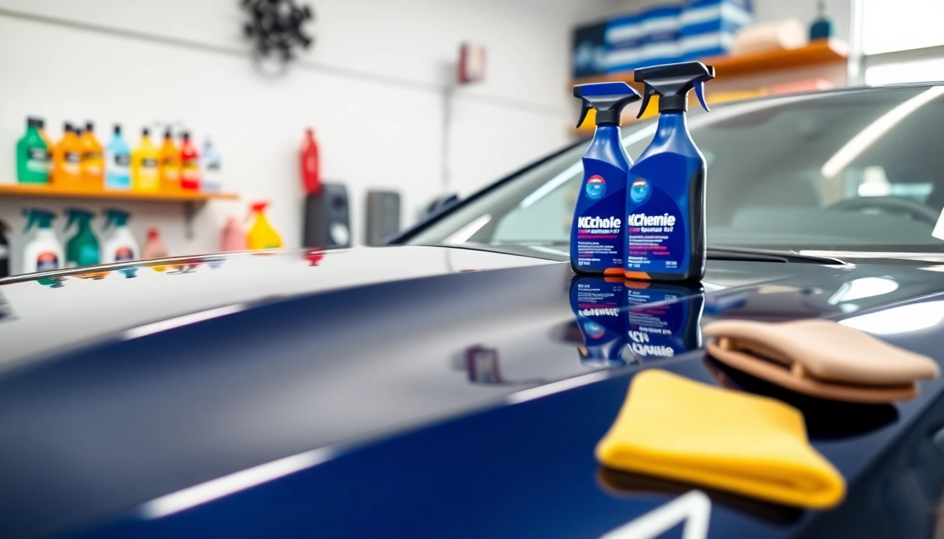 Koch Chemie Produkte auf einem frisch polierten Auto in einem professionellen Detailstudio.