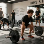 Medi Pharma Steroid Shop: Athlet realisiert perfektes Deadlift im modernem Fitnessstudio mit guter Atmosphäre.